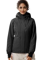 FREE SOLDIER Damen Winterjacke Wasserdicht Atmungsaktiv Warme Fleece Gefütterte Ski Jacke Outdoor Winterregenjacke mit Kapuze und Vollständig Versiegelte Nähte (Schwarz,XL)