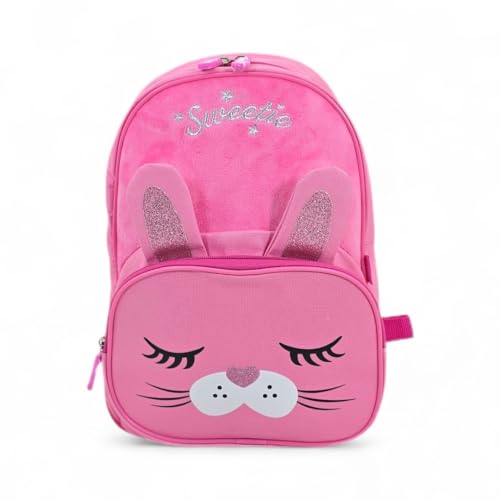 Mochila costa escolar creche passeio infantil animais pet coelhinho gatinho (ROSA)