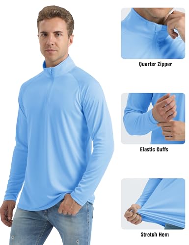Image of MAGCOMSEN Men's Long Sleeve Sun Shirts UPF 50+ Tees 1 /4 Zip Up Fishing Running Rash Guard T-Shirts Outdoor Shirt