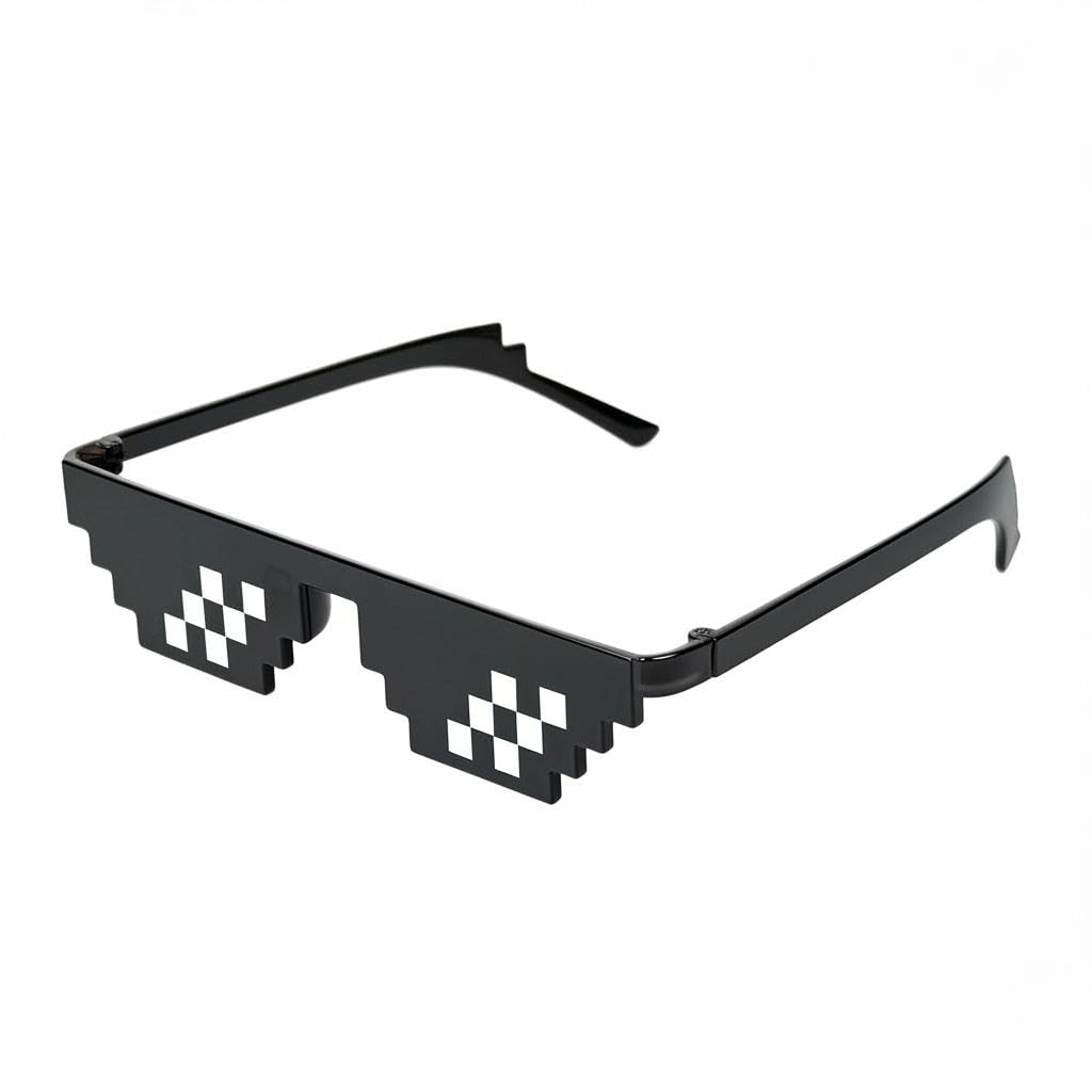 Thug Life Pixel Sunglasses, Black Unisex Meme Shades, Party Costume Glasses, 8-Bit Design-image-44