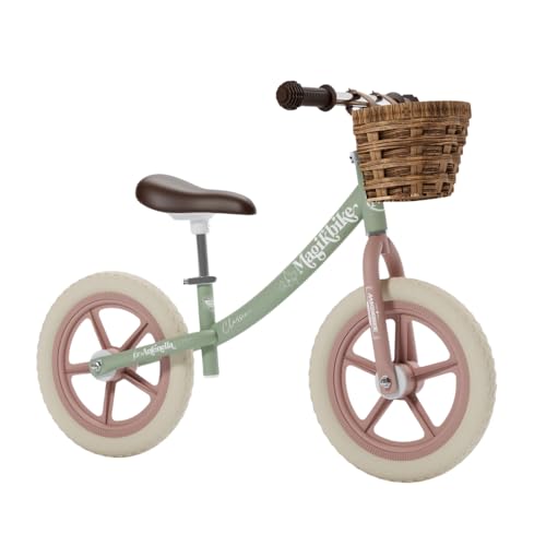 Tecnobike Shop Magik Bike Antonella - Bicicleta de niña vintage con cesta y ruedas extraíbles, marco de acero, sillín ajustable, bicicleta de niña (Balance)