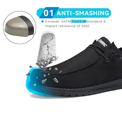 Steel Toe Shoes for Men Slip On Composite Toe Loafers Non Slip Puncture Proof Work Safety Shoes Comfy Lightweight for Construction Warehouse2