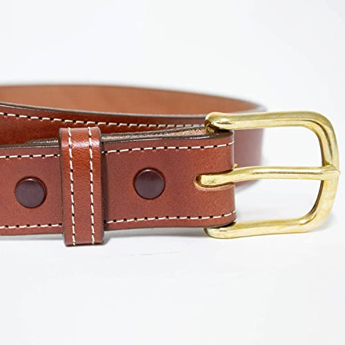 Amish-Made Leather Dress Belt for Business or Everyday Wear, Goldtone Buckle, 1.25 Inches Wide4