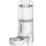 CZPET 2.5 Gallon Dog Water Bowl Dispenser,Filter Automatic Dog and Cat Water Dispenser with Stainless Steel Bowl, Gravity Waterer, Large Capacity, and Quiet Drinking Area for Pets (9.5L,White)