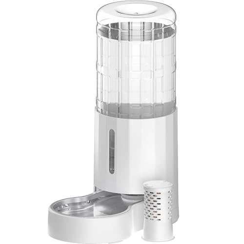 CZPET 2.5 Gallon Dog Water Bowl Dispenser,Filter Automatic Dog and Cat Water Dispenser with Stainless Steel Bowl, Gravity Waterer, Large Capacity, and
