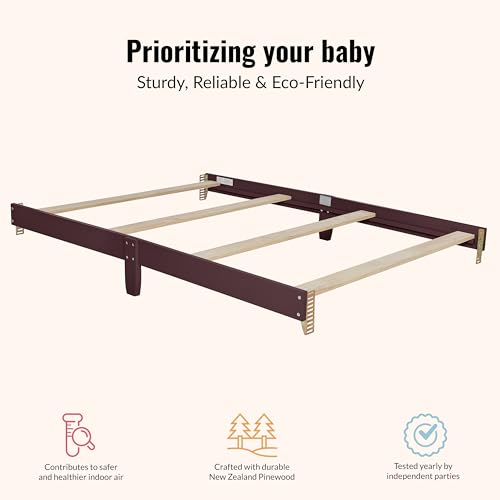 Image of Dream On Me Universal Crib to Full Size Bed Conversion Kit, Solid Wood Bed Rails for Select Convertible Cribs, Strong & Stable Support, Auburn