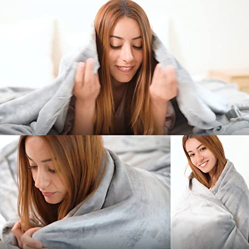 Image of Grey Throw Blanket,Fleece Blanket Throw Size 50 inchx60 inch,Super Soft Cozy Plush Light Grey Blanket for Couch Sofa Bed,Flannel Lightweight Warm Bed Blankets for Adults,JIAHANNHA