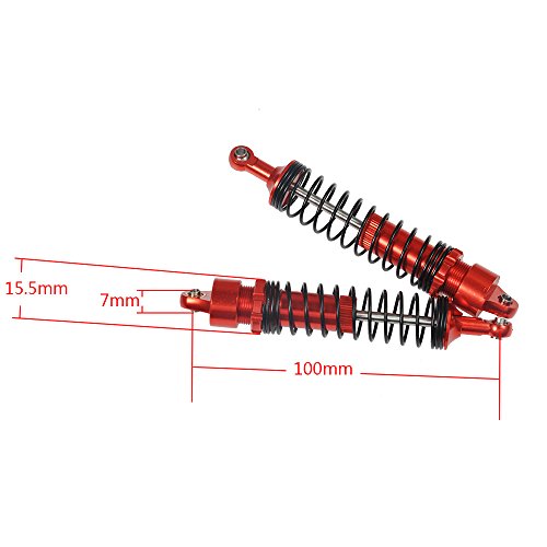 4Pcs Ajustable Shock Absorber Red For 1/10 Rc Trx-4 Wraith Scx10 D90 (100Mm) #TOP4