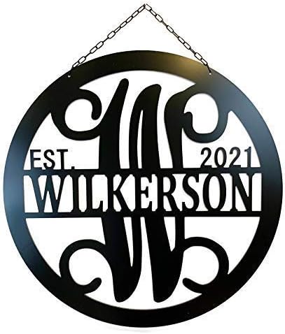 PK Décor Split Letter Monogram Initial Last Name Sign, Customized Metal ACM Front Door Decor, 24 inch, Personalized Established Wedding Gift, QUICK (24")