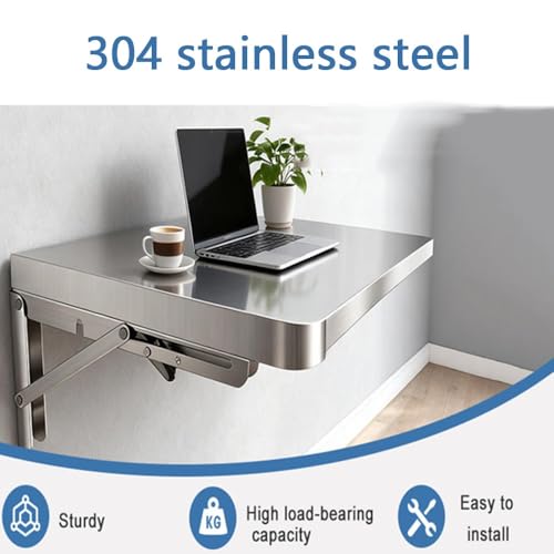 Table pliante murale robuste en inox avec plan de travail durable