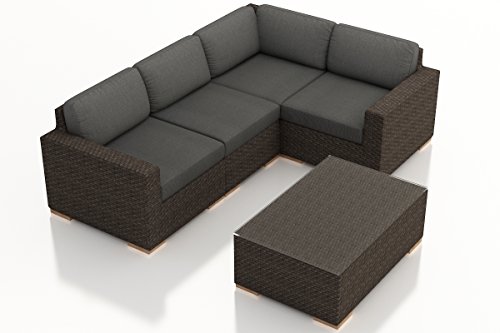 Harmonia Living HL-ARD-CH-5SEC-CC 5 Piece Arden Sectional Set, Canvas Charcoal Cushions