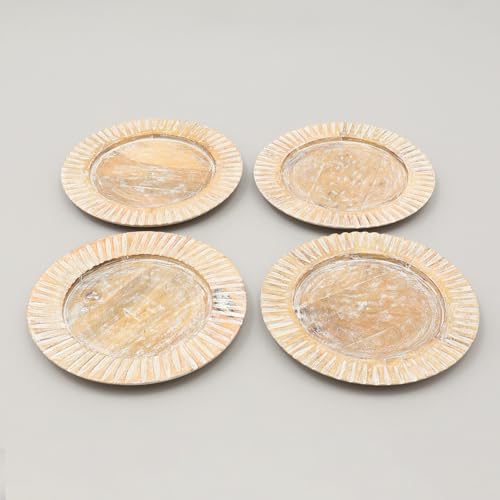 Plato de madera blanco artesanal de 13 pulgadas miniatura 4