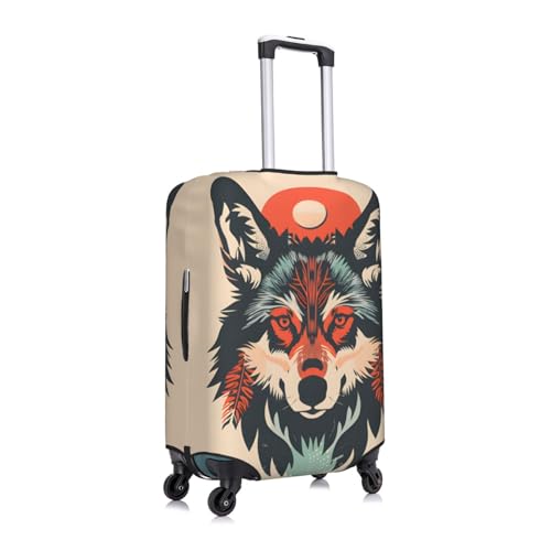 Retro Wolf Head Travel Luggage Cover Suitcase Protector Bag,Anti-Scratch Fits 18-32 Inch Luggage,Baggage Covers For Kid And Adult,Large3