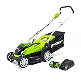 Greenworks 40V 14-inch Cordless Lawn Mower, 4.0 Ah Battery and Charger Included 2506302