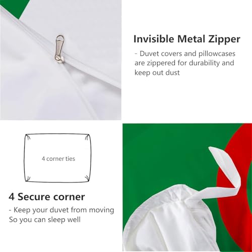 Housse de couette drapeau algérien 200x200 parure de lit microfibre sans repassage - 7