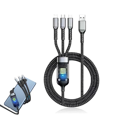 Shnbkls Ansightsee/Quikbuys Transparente Luminoso Super Carga Rápida 3 en 1 Cable de Datos, Ansightsee Cables de Carga, Transparente Luminoso 3 en 1 Super Carga Rápida Cable, 100W 3 en 1 (3.9ft)