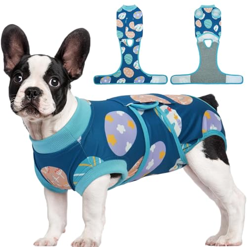 Kuoser Dog Recovery Suit Male, Dog Surgery Suit for Neutering, Breathable Recovery Onesie, Post-Op Protective Vest for Wound, Bodysuit for Abdominal Wounds Skin Disease, BlueRibbon M M (Back