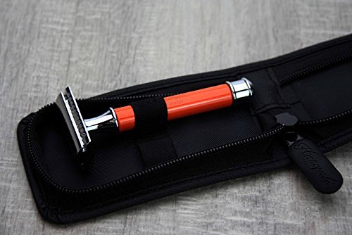 De Safety Razor In Orange Handle Perfect For Deep Clean Shave.