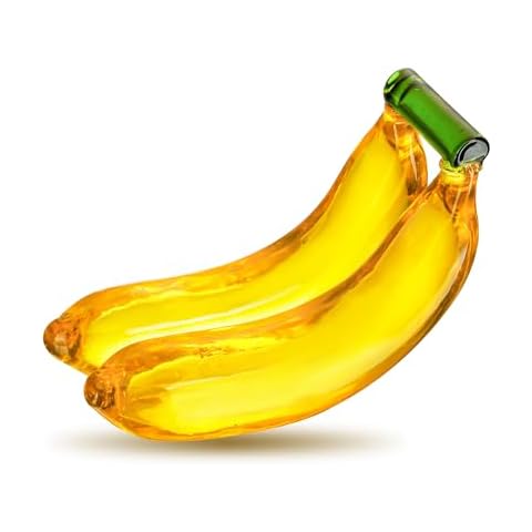 KRISININE Handmade Glass Fruit Decor Crystal Banana Figurine Yellow Fruits Decoration for Home Kitchen Glass Banana Ornament Fall Harvest Thanksginging Centerpiece Decor for Home Office Desk Cover