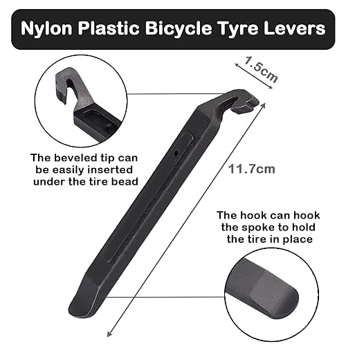 KASESSS 6 Pcs Tyre Levers for Bicycles 3 Premium Carbon Steel Bike Tyre Levers, 3 Nylon Plastic Bicycle Tyre Levers - Image 3
