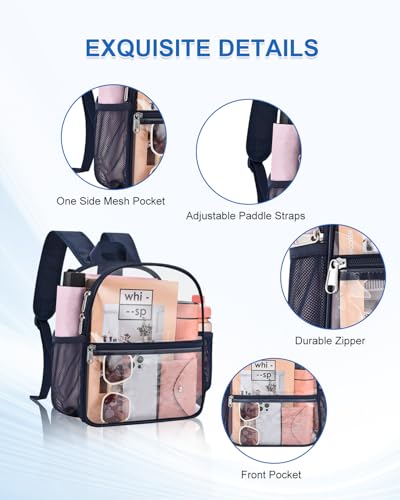 Image of Clear Backpack for Stadium Events, 12x12x6 Small Clear Plastic bag with Reinforced Straps for Game Security Festival Concert