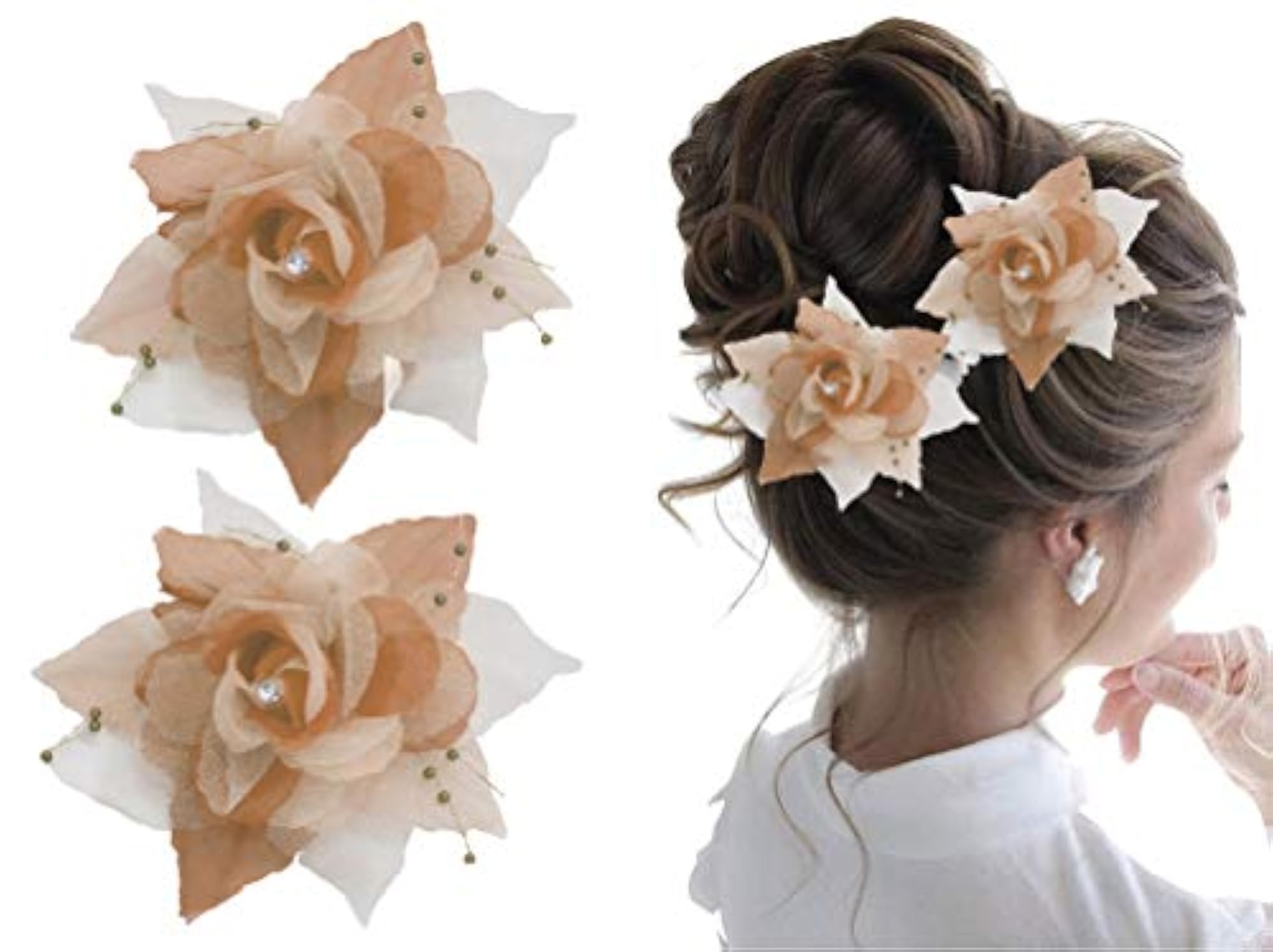 Women's Brooch Hair Clip Pins, 2 Pcs Multi Color
