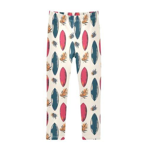 ALAZA Girls' Leggings Children's Yoga Pants Skinny Printed Dance Surfboard Palm Leaves Comfortable 4T