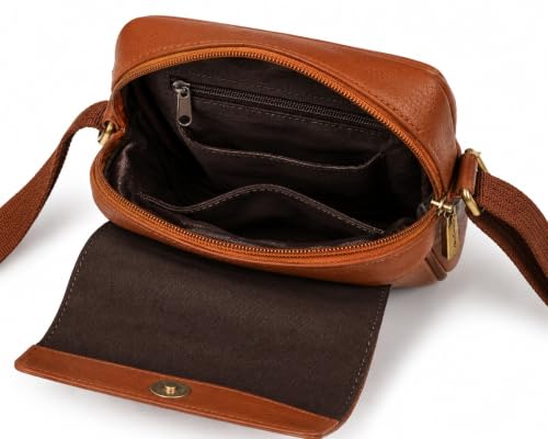 Image of Allen Cooper Premium Leather Sling Bag for Men | Crossbody Messenger Bag with Adjustable Shoulder Strap | Travel Organizer Shoulder Bag for Daily Use, Office & Outdoor Carry