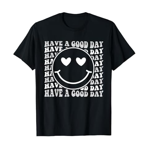 Retro Have A Good Day Happy Face Checkered Smile Face Trendy T-Shirt Cover