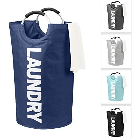 X11 Homeware Large Collapsible Washing Laundry Basket 82L Fabric Bag, Foldable Laundry hamper Pop Up Bin (5 Colours) (Navy) Cover
