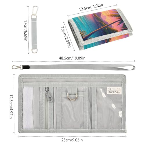 Coconut Sea Sunset Orange Kids Wallet for Boys Girls Trifold Sport Outdoor Wallets for Youth Teen Child Wallet with Zippered Coin Pockets Card Holders Novelty Wallets with Magic Sticker3