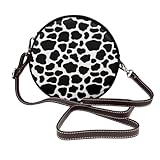 Hnnkloy Estampado de vaca,Bolso de hombro de piel sintética, bolso cruzado redondo - Bolso circular para mujer