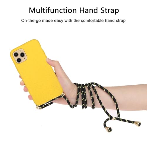 Coque iPhone 15 Pro Max antichoc avec cordon jaune anti-chute