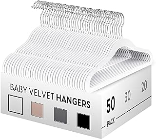 AVOS-DEALS-GLOBAL - Baby White Velvet Clothes Hanger, 50 Pack, Ultra-Thin Space Saving Organizers, Non-Slip Nursery Hangers for Babies, Infants, Toddlers and Kids