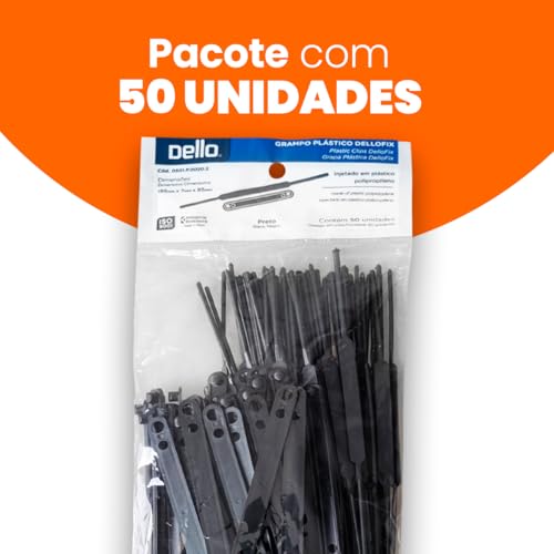 Grampo e mola plástico - preto - com 50 unidades - Dello