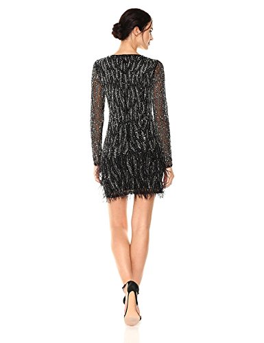 parker long sleeve sequin dress $528 Parker Women's Black Long Sleeve Open Back Sequin Beaded Mini Dress Size 8