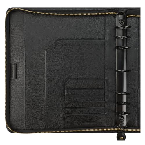 FranklinCovey - Tyler Binder - Leather Zipper Binder (Monarch, Black)