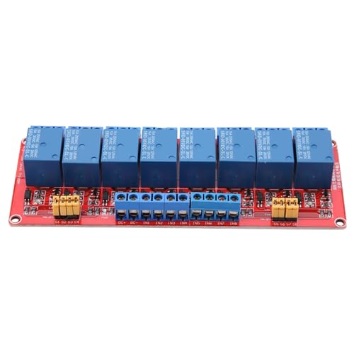 Aramox 8 Channel Relay Module, Optocoupler Isolation, High Low Actuator, 5V, 12V, 24V Power for Industrial Automation (5V)