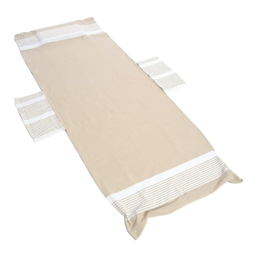 INTRECCI Telo Mare per Lettino 75x195 cm, Ultra Assorbente (80% Cotone), con 2 Tasche e Elastici Antiscivolo, Lavabile, Ideale per Spiaggia e Piscina, Colore: Beige
