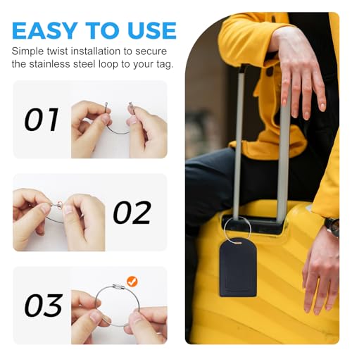 Gloppie 4-Pack Luggage Tags TSA Approved Luggage Tag for Suitcase PU Leather Suitcase Travel Tags with Secure Privacy Cover Black4