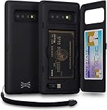 TORU CX PRO Galaxy S10 Plus Wallet Case Black with Hidden Credit Card Holder ID Slot Hard Cover, Strap, Mirror & USB Adapter for Samsung Galaxy S10 Plus (2019) - Matte Black