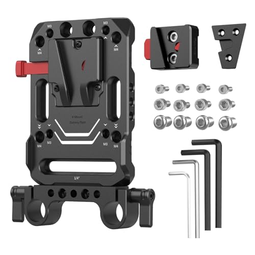 SmallRig Battery Plate with V-Lock Mount with Dual 15mm Rod Clamp Kit for Camera Power Supply - 4958