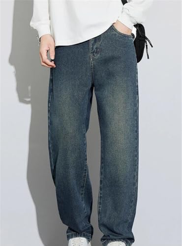 Men Vintage Wide Leg Jeans Soft Cotton Casual Denim Pants Fashion High Waisted Washed Trousers2