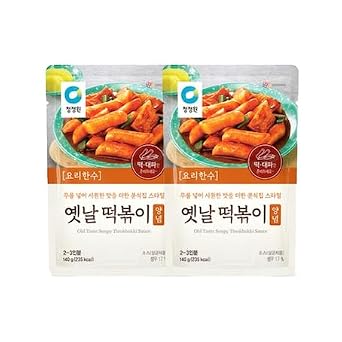Old-Style Tteokbokki Sauce 140g x 2 Packs Korean Spicy Stir-Fry Rice Cake Sauce, 23 Servings per Pack, Quick & Easy Cooking Base