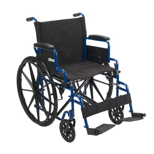 Drive Medical Blue Streak Lightweight Wheelchair, Footrests, 16" Seat