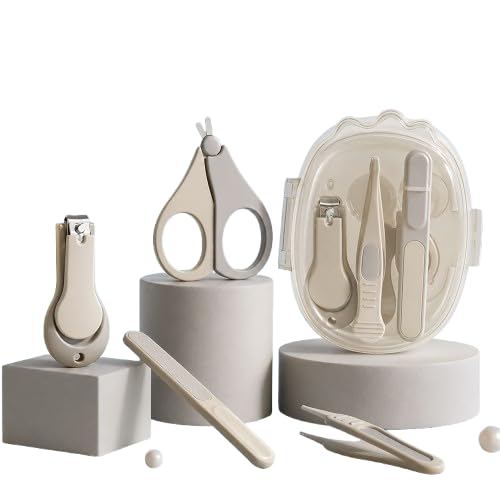 babyholic baby nail care kit with rounded scissors, nail clipper, file, tweezers and protective storage case