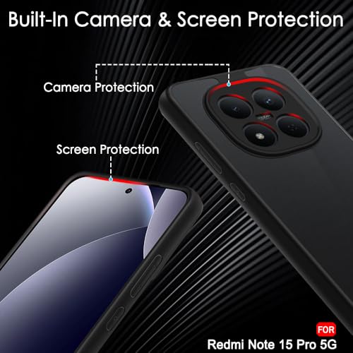 Image of TheGiftKart Hybrid Shockproof Back Cover Case for Mi Redmi Note 15 Pro 5G | Camera Protection Module | Hard Back Cover Case for Redmi Note 15 Pro (PC & TPU, Translucent Smoke Matte Back, Black Sides)