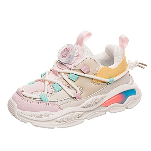Fashion All Season Children Sneakers Boys and Girls Running Lightweight Breathable Comfortable Little Kid Girl Shoes (Pink, 5-5.5 Years Little Child) - Main Image