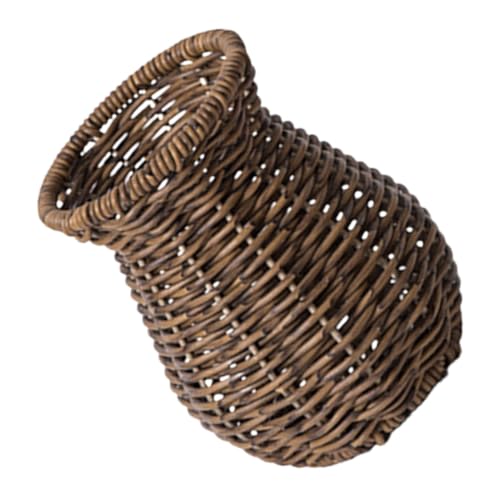 TEHAUX Rustikale Imitations Rattan Vase Handgefertigte Dekorative...
