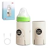 Tragbarer Flaschenwärmer Baby, Flaschenwärmer Baby Unterwegs mit LCD-Display, USB-Aufladung, 6 Einstellbare Temperaturstufen (38-50°C), komfortabler Babyflaschenwärmer für Unterwegs und Zuhause